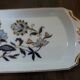 Victoria rectangular tray, hand-painted blue and gold porcelain decoration