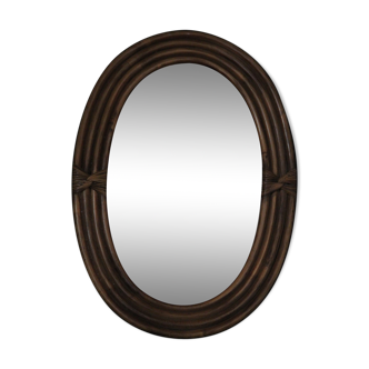 Miroir ovale entouré de rotin tressé 37x52cm