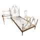 One person romantic bed with bedside table brass bedroom chair