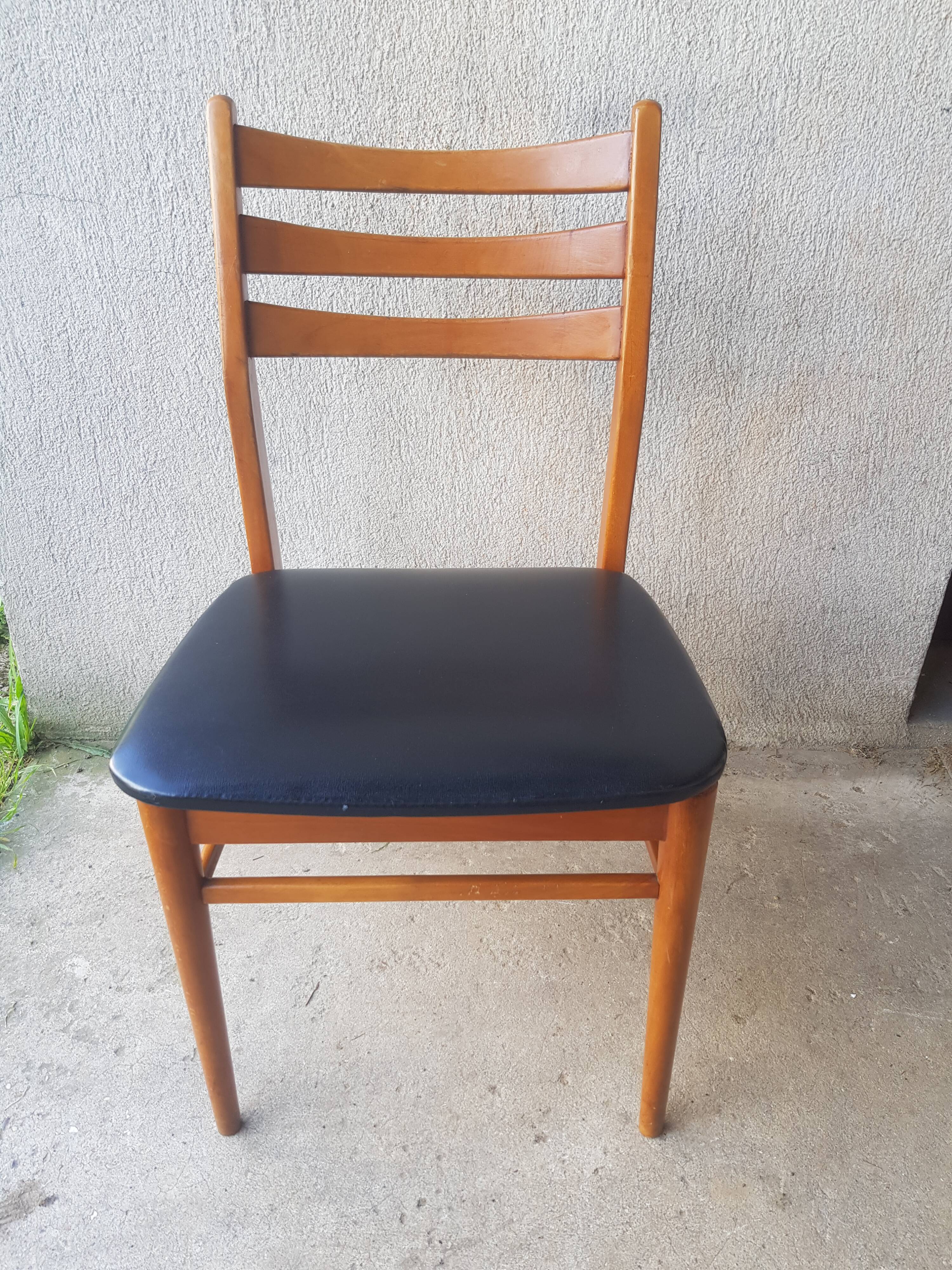 Teak and skai chair