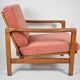 Scandinavian original armchair Baczyk, 1960s, renovation, pink, velvet, teak