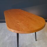 Table tripode en pin et acier 1950