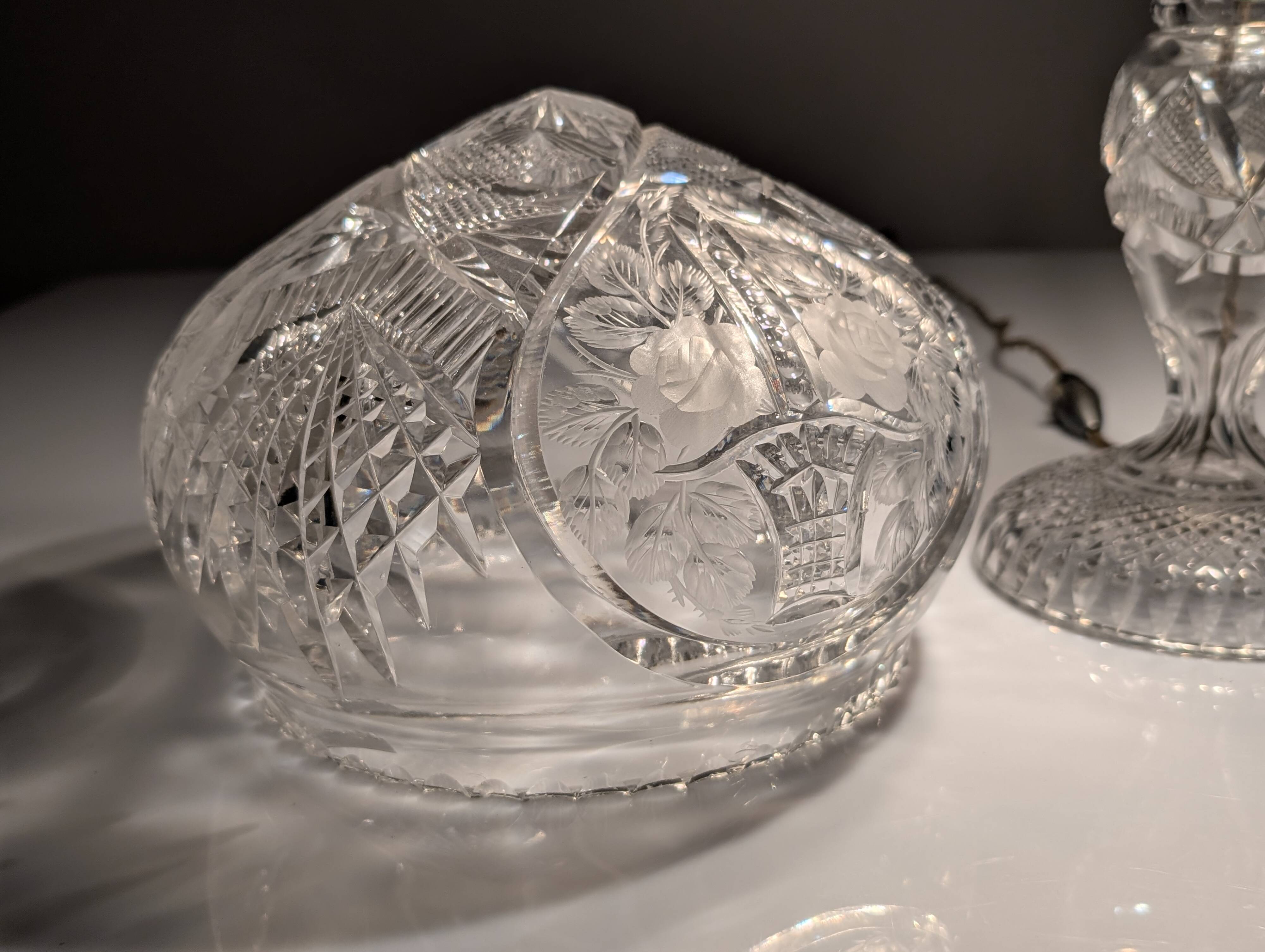 French Art Deco Cut Crystal 'Mushroom' Table Lamp, 1920s