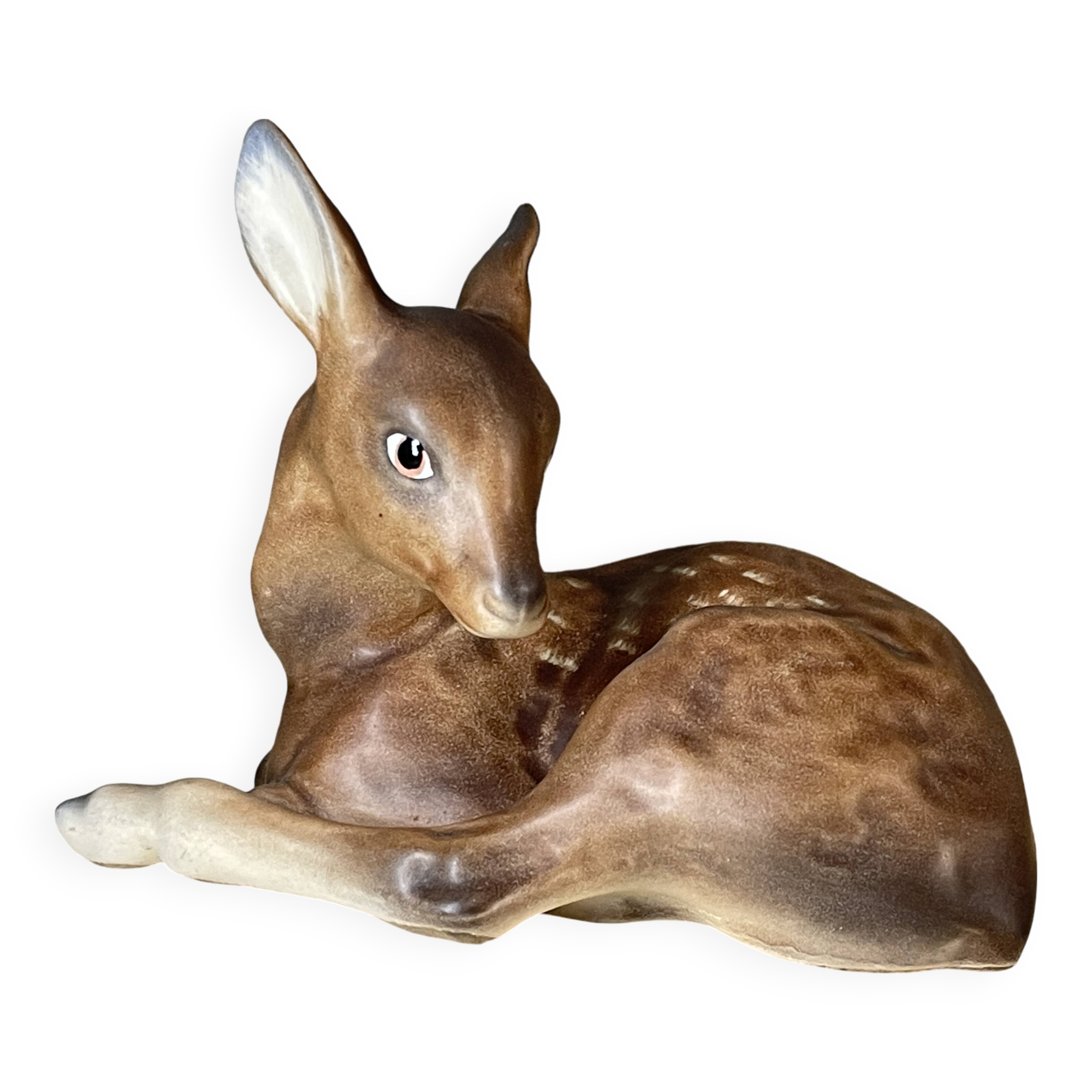 Antique German ceramic fawn