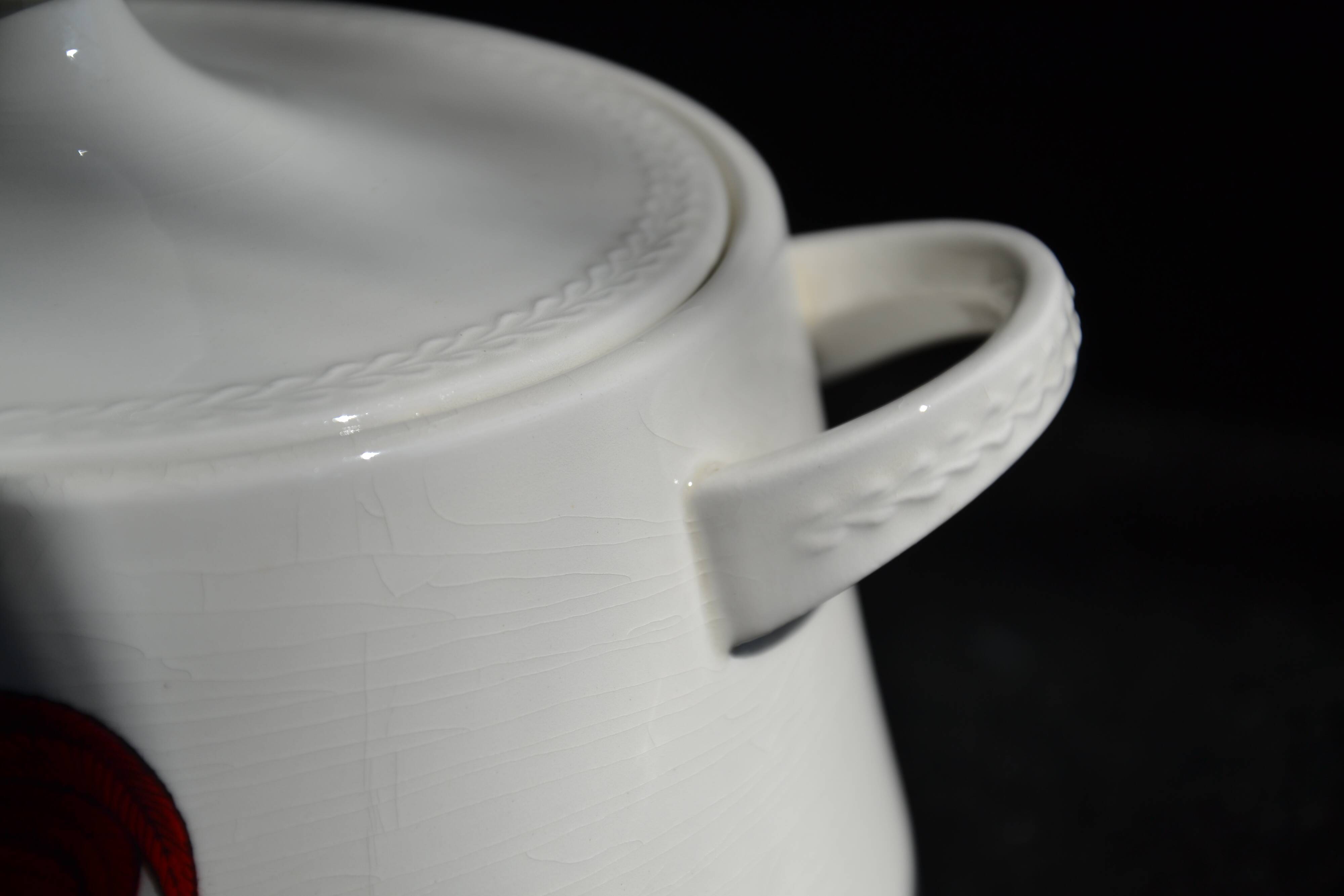 Earthenware soup tureen with rooster design