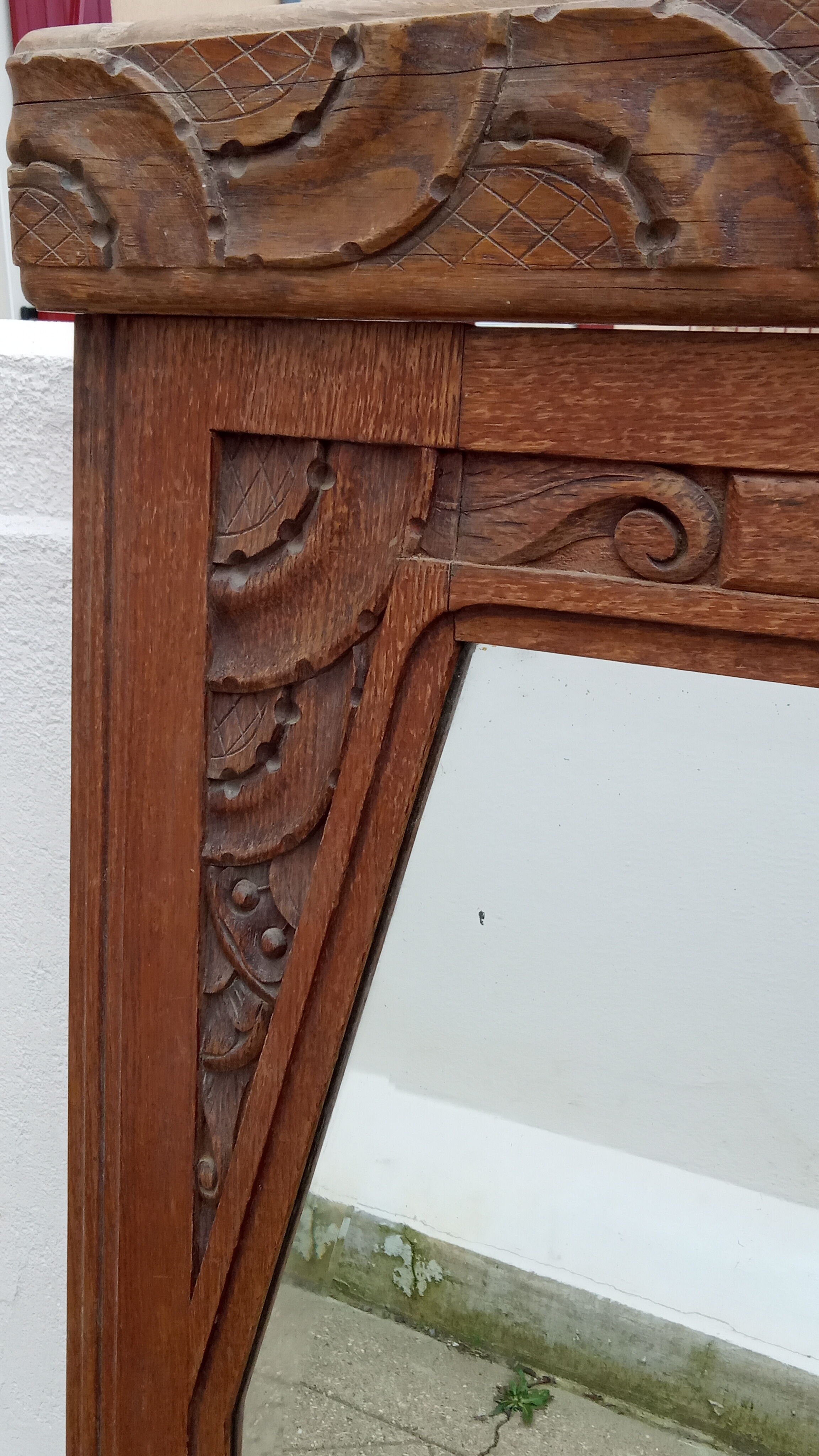 Art-Deco trumeau mirror in oak 79×124 cm
