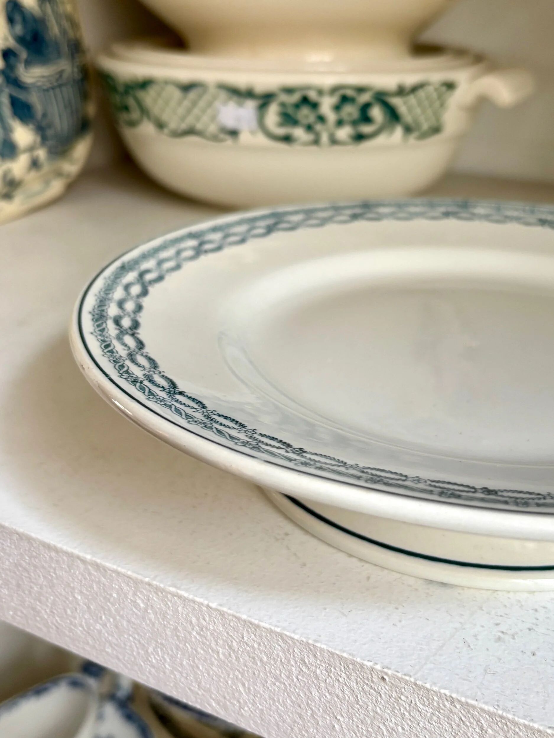 St Amand cake plate in blue ironstone