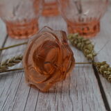 Vintage pink decanter with its 6 glasses