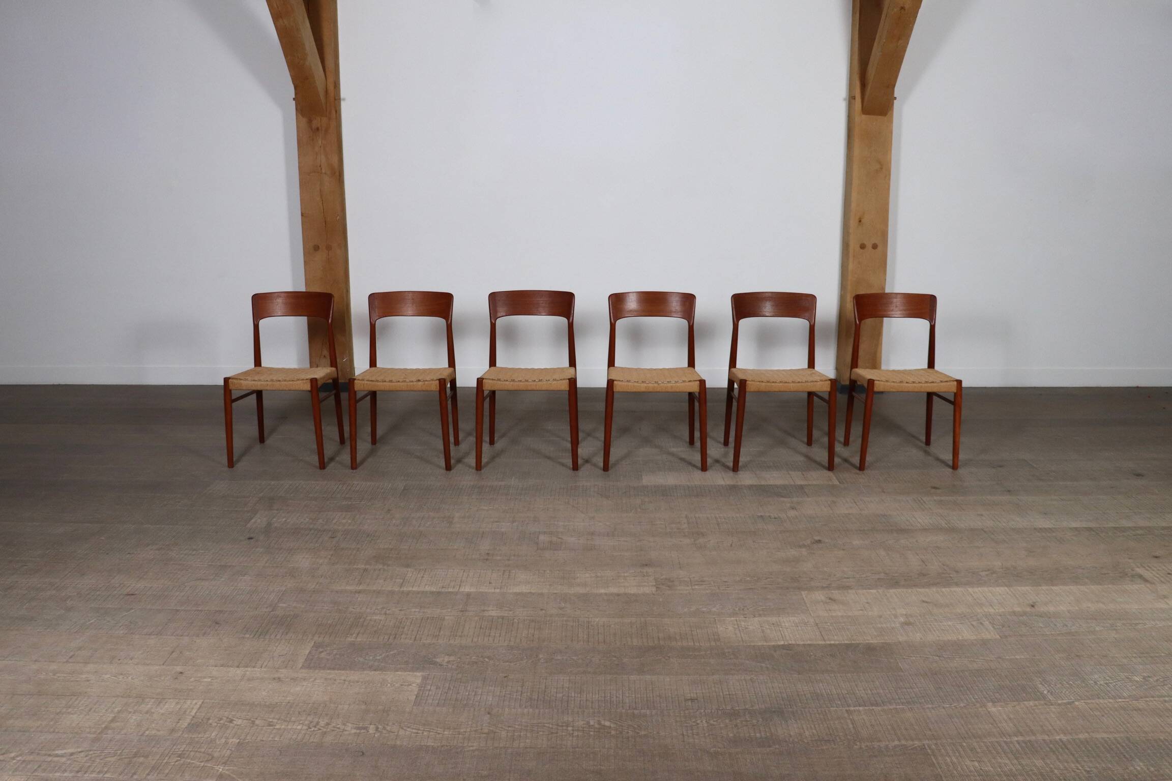 Kai Kristiansen Dining Chairs In Teak And Papercord For KS Mobler, Denmark 1960s, Set Of 6