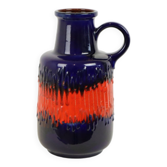 Vintage West Germany Pottery Scheurich Blue Orange Fat Lava 408-40