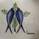vintage plate in earthenware with birds