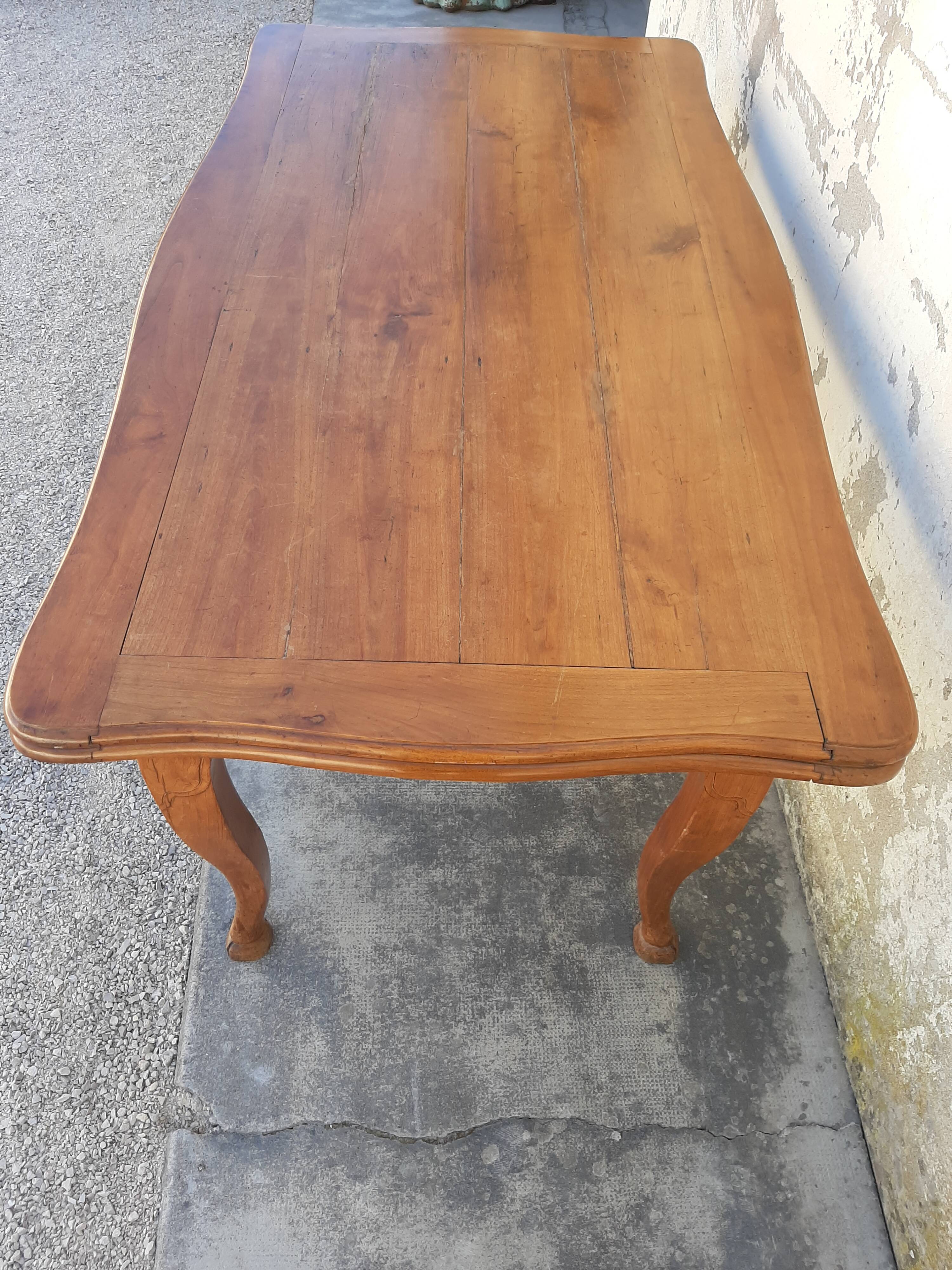 Table de ferme Louis XV en merisier 1900 pied de biche - 2m65