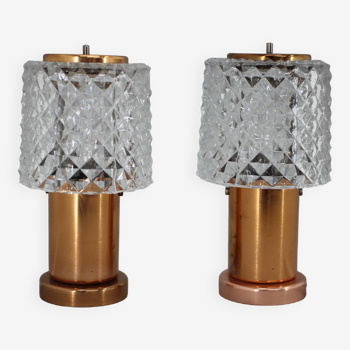 Pair of Table Lamps in Copper by Kamenicky Senov, Czechoslovakia