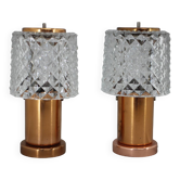 Paire de lampes de table en cuivre par Kamenicky Senov, Tchécoslovaquie