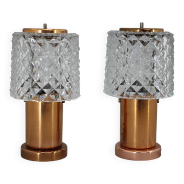 Paire de lampes de table en cuivre par Kamenicky Senov, Tchécoslovaquie