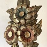 Decorative carved wooden ornament bouquet flowers and ribbon