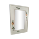 Vintage rectangular mirror in painted wood cream decoration yellow pinks