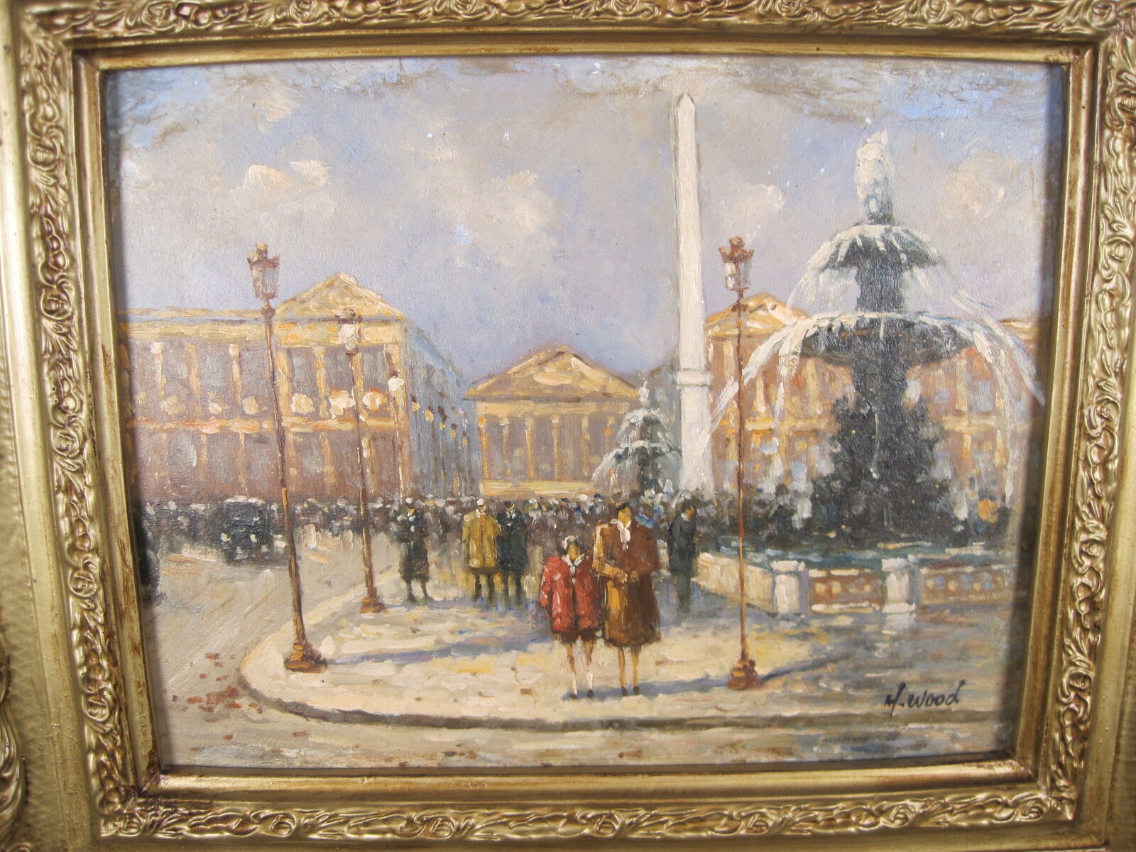 Peinture post-impressionniste huile panneau signée H. Wood Place Concorde PARIS