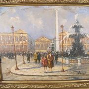 Post-impressionist painting Oil panel signed H. Wood Place Concorde PARIS