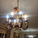 Set of painted metal chandeliers with flower decor