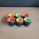 Set of 6 black and colored ceramic egg cups