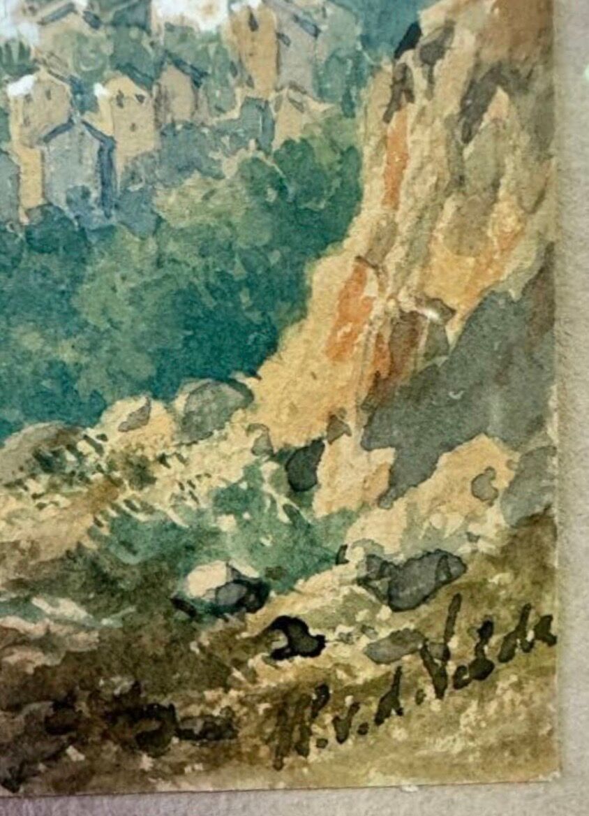 Watercolour C.W. M. Van de Velde Mediterranean coast near Cannes