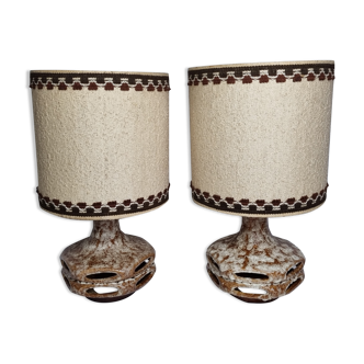 Pair of vintage lamps, fat lava, Stein Keramik, West Germany, 44 cm