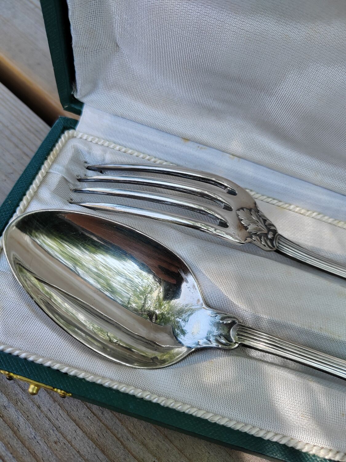 Christofle fork and spoon set in silver metal