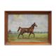 Tableau équitation cheval au trot HSP signé à déchiffrer - 1969