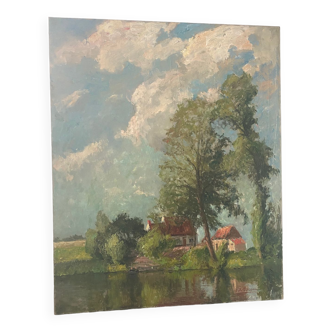 Lake landscape signed 1943