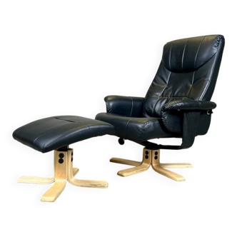 Swivel Reclining Armchair with Matching Footstool — Adjustable Comfort