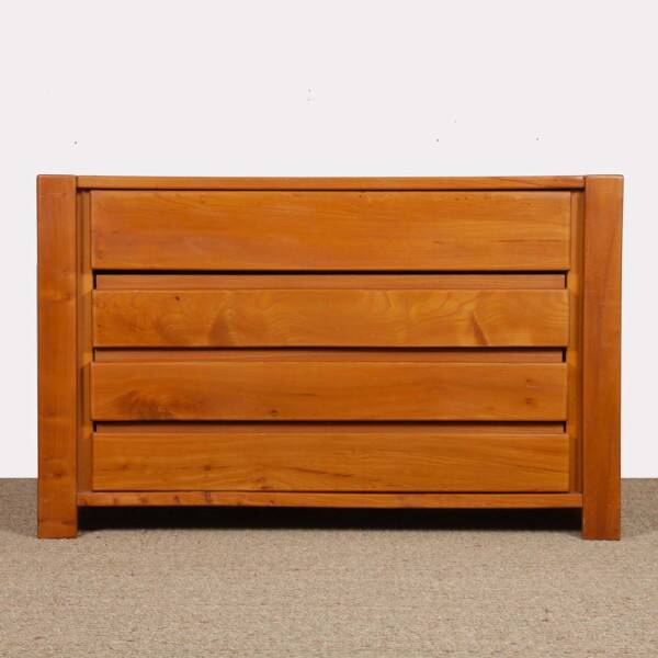 Vintage solid elm chest of drawers, 1980