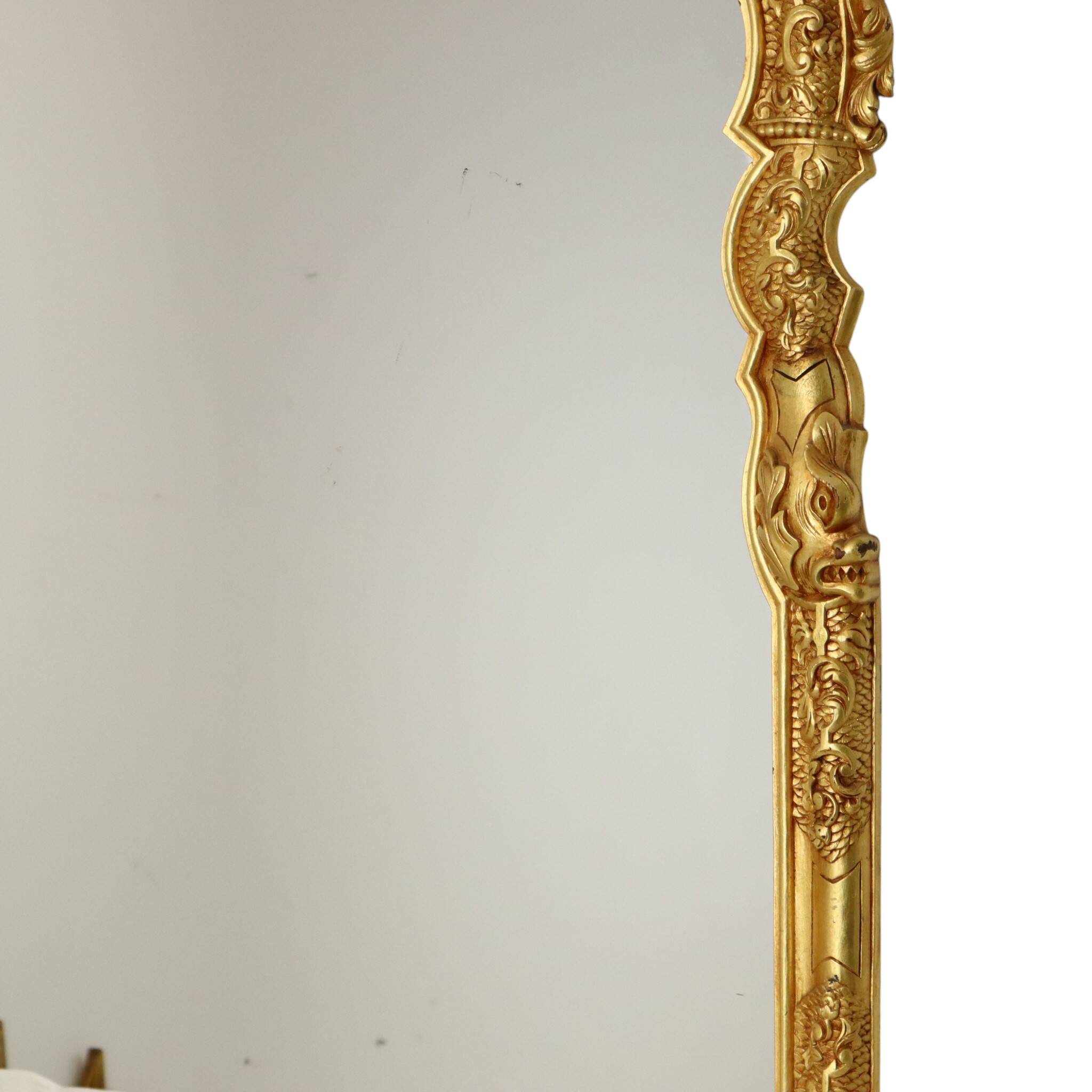 Large Classic Wooden Mirror, Rococo Style Chinoiserie, 124 cm