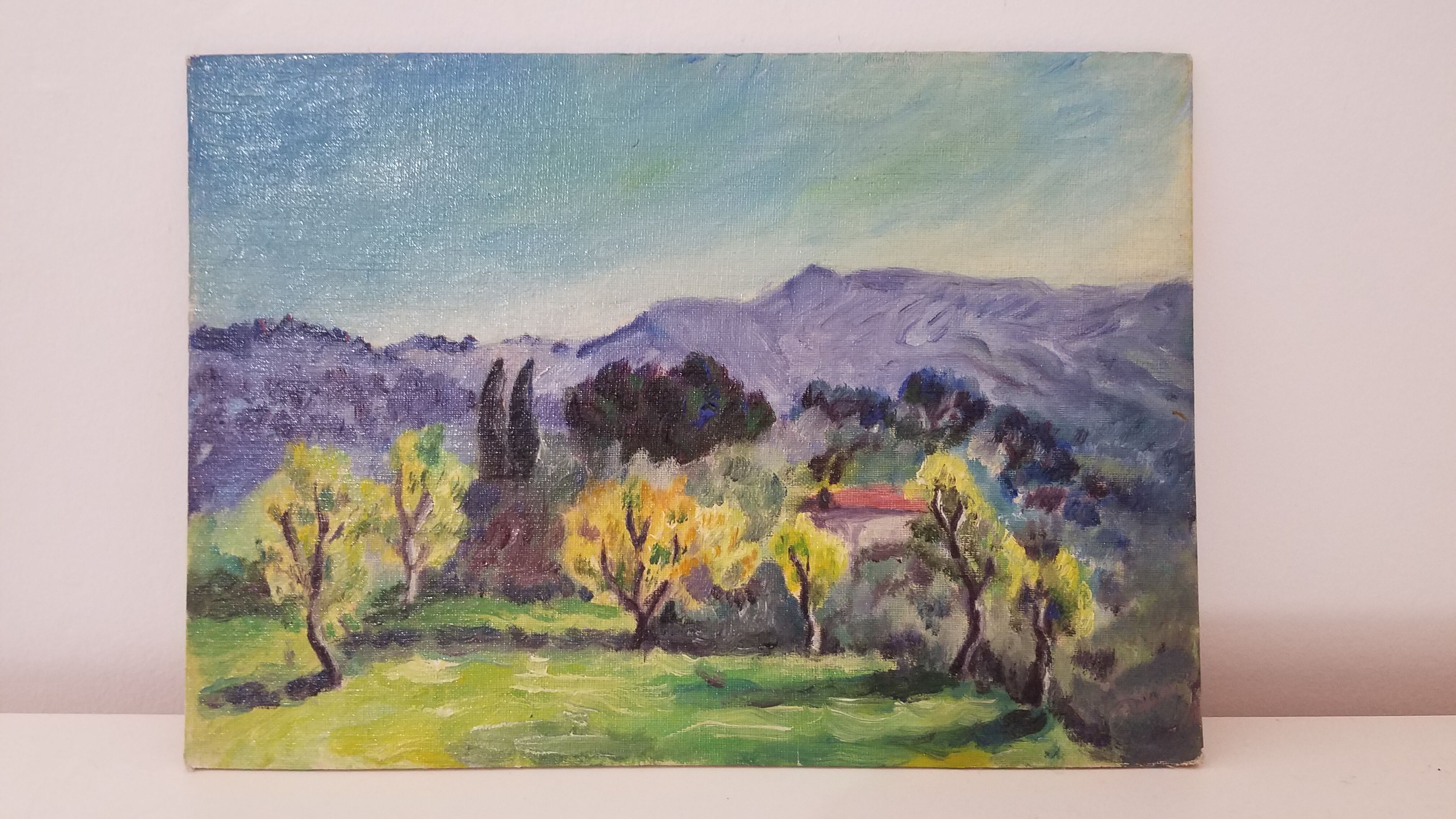 Old oil on wooden panel