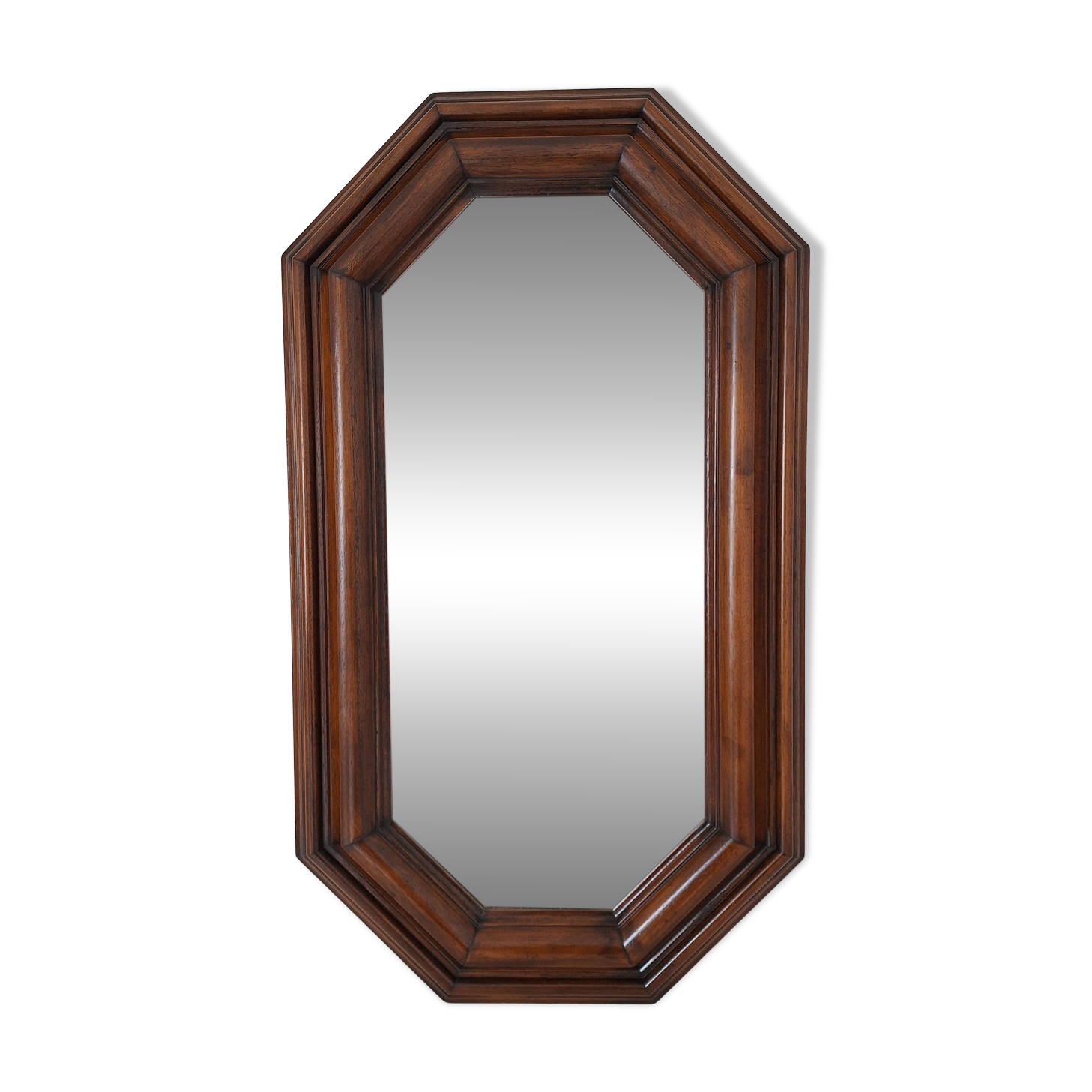 Octagonal wooden mirror from the 1980s.