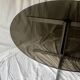 Round designer dining table in metal and smoked glass, Roche Bobois 1970