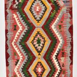 Tapis Kilim tribal tissé à la main 5x7, 155x232Cm