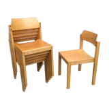 6 stackable chairs 80s schlapp mobel made in France