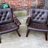 Pair of Scandinavian leather armchairs