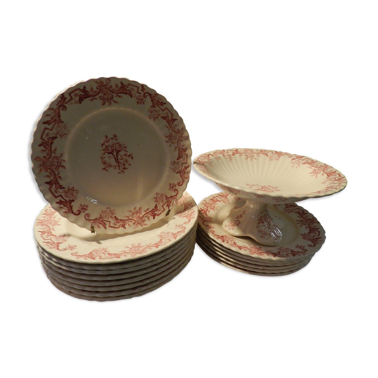 Table service party late 19th in earthenware Longchamp iron earth model louis XVI