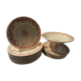 Table service party late 19th in earthenware Longchamp iron earth model louis XVI