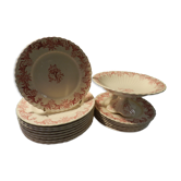 Partie de service de table fin 19ème en faïence Longchamp terre de fer modèle louis XVI