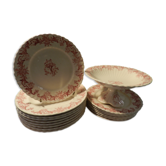 Table service party late 19th in earthenware Longchamp iron earth model louis XVI