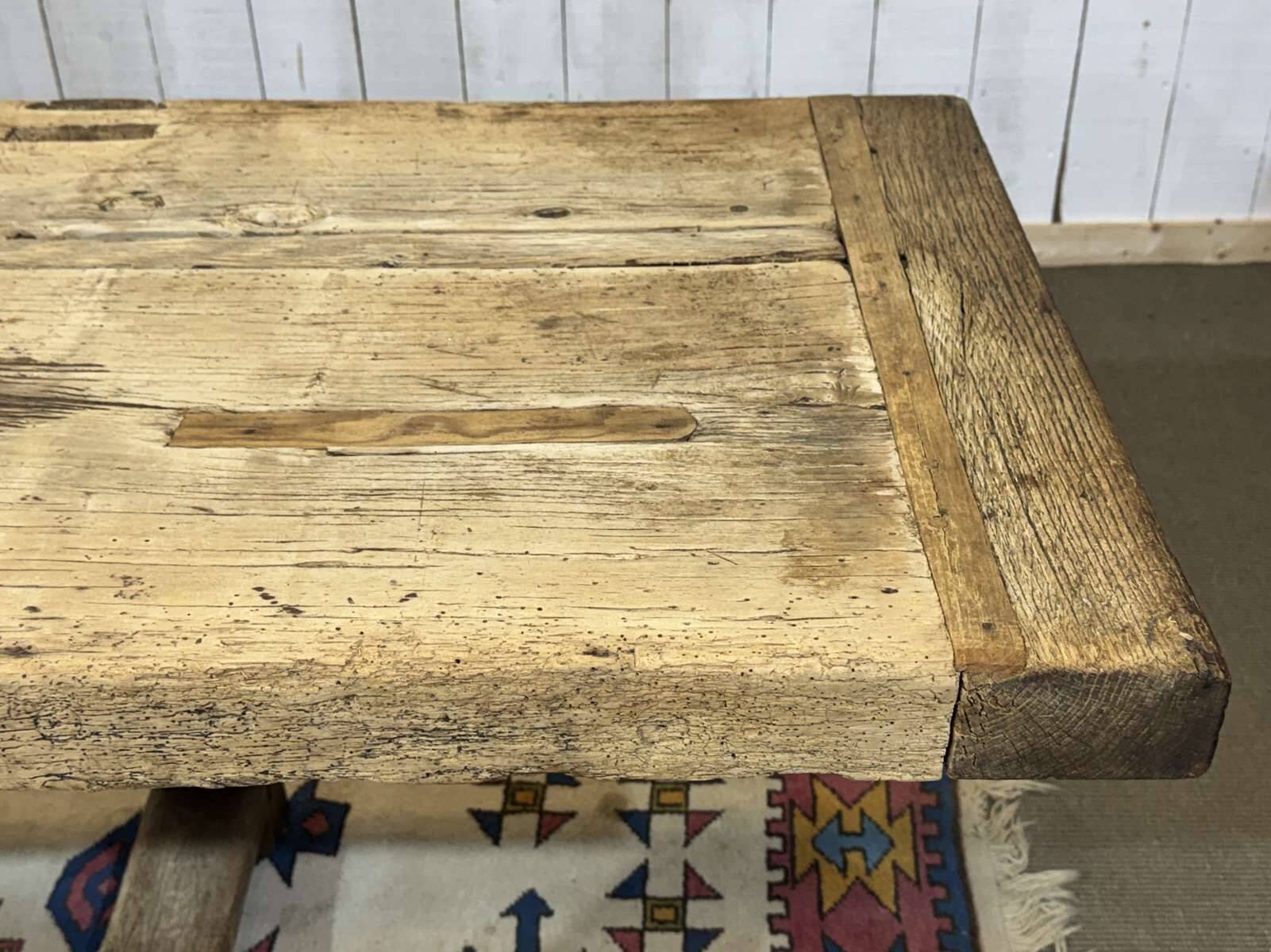 Console - raw oak carpenter's table from the 1930s