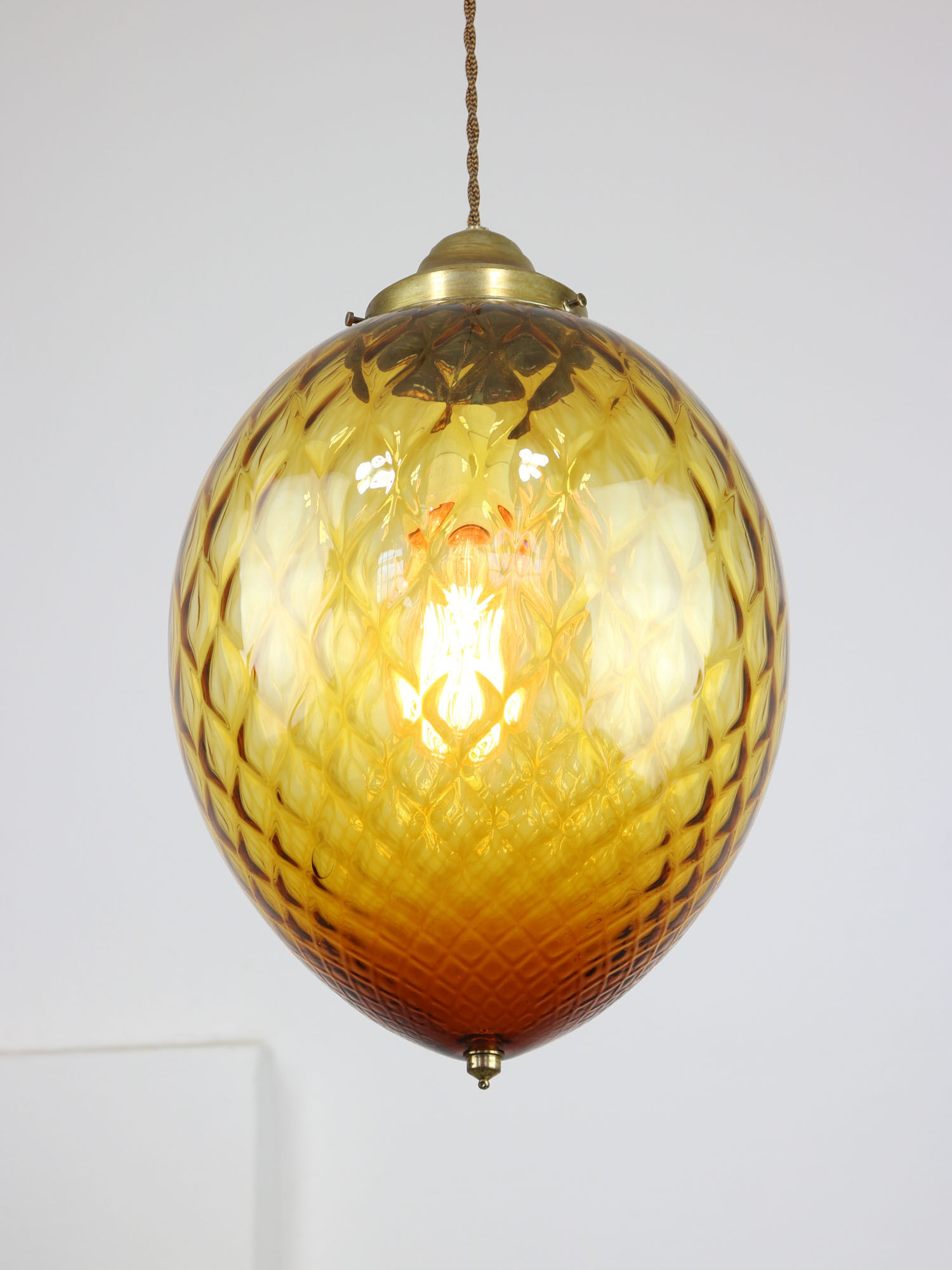 Vintage amber murano glass lamp from empoli