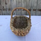 Raffia braid handle basket