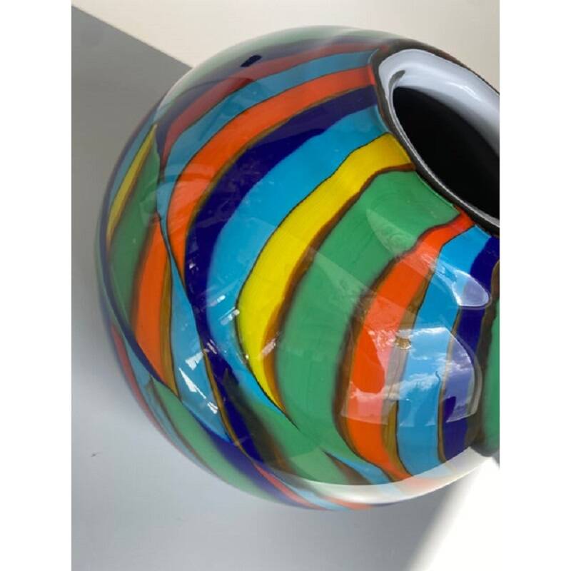 Contemporary abstarct vase with multicolored reeds in murano glass