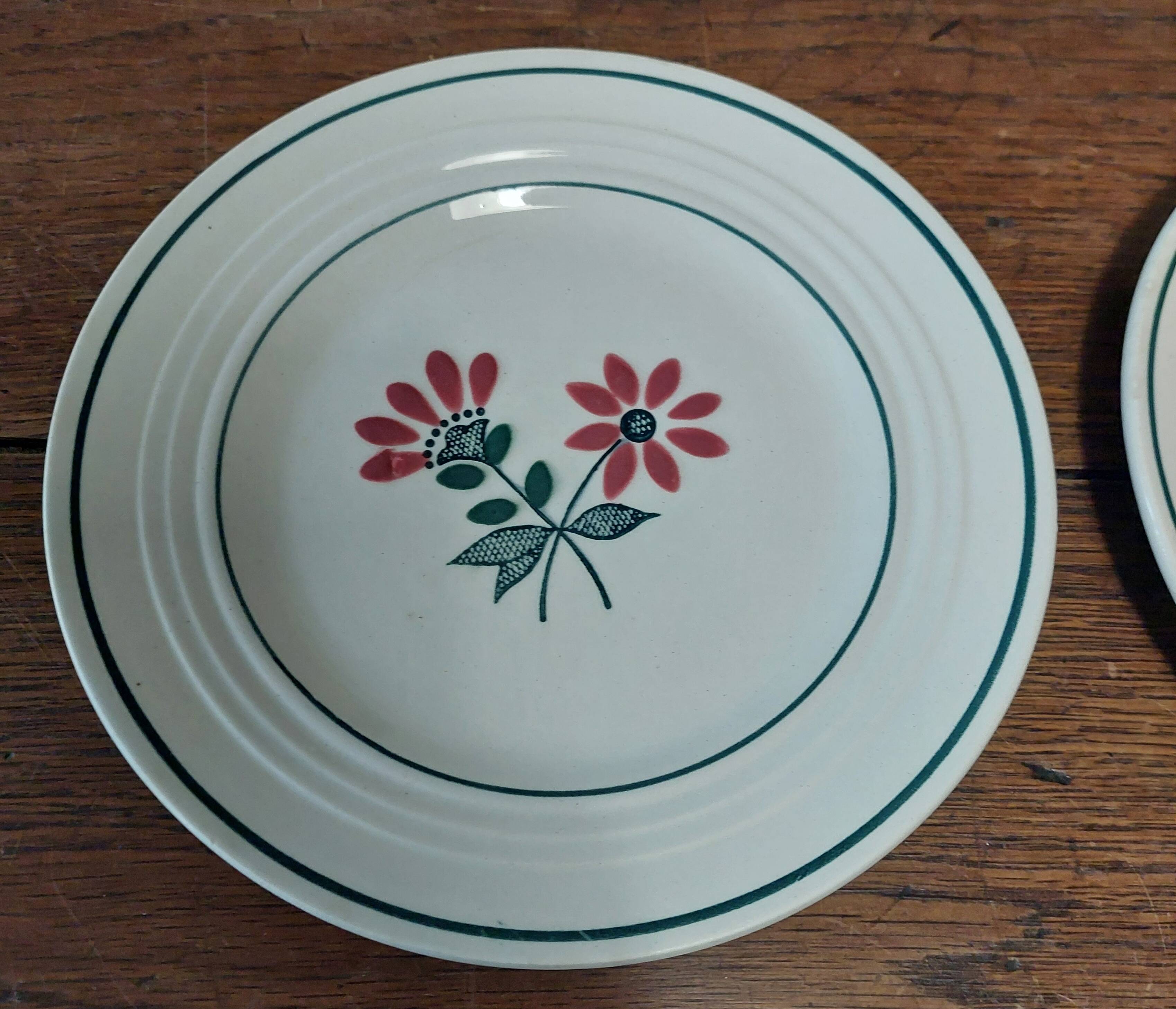 Pair of Ceranord earthenware dessert plates, Gigi model