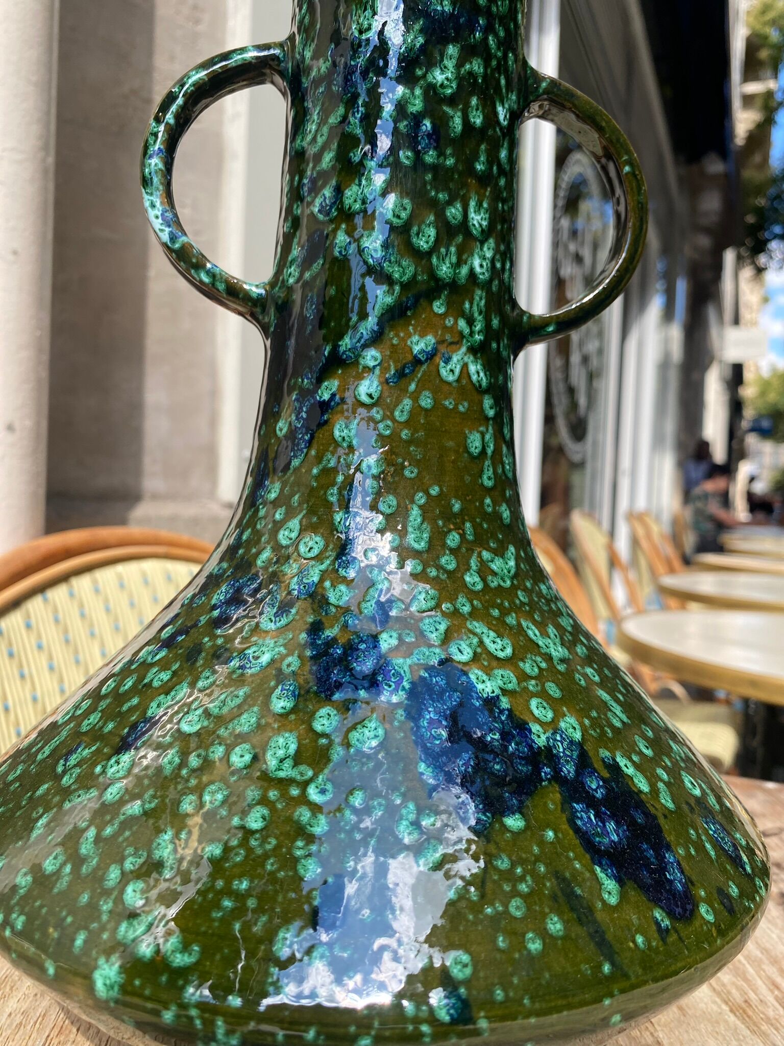 Green and marine terracotta vase