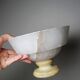 Vintage Italian alabaster footed bowl in white and beige, 1960s.